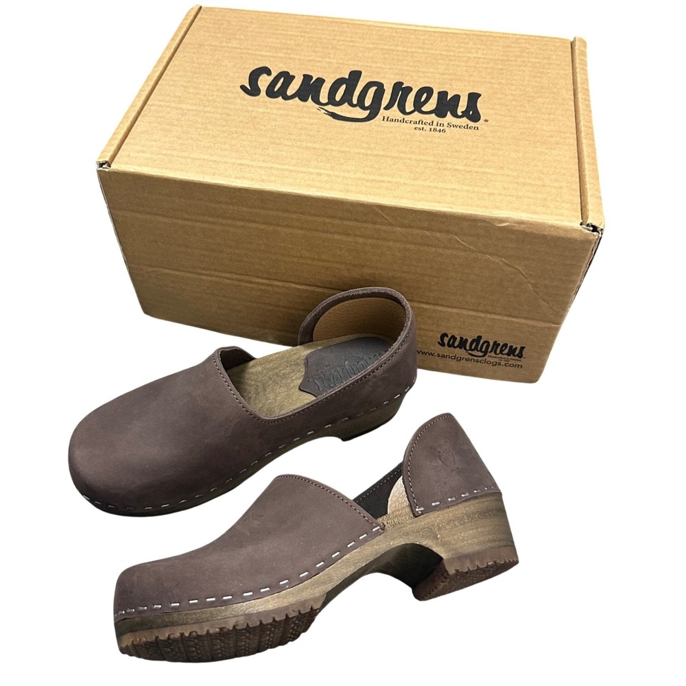 Sandgrens Womens Brett Low Closed Back Clog Size 5-5.5 / 36 Brown NWT
